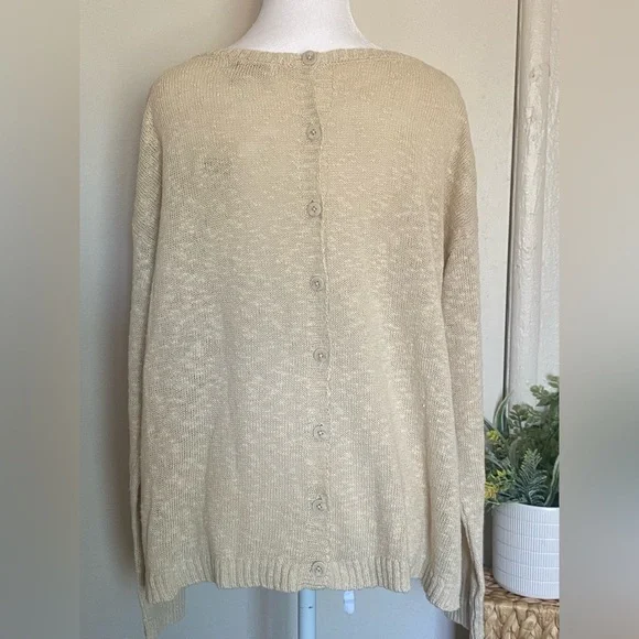 Lucky Brand Beige‎ Sweater with Geometric Design women size large - Picture 2 of 7